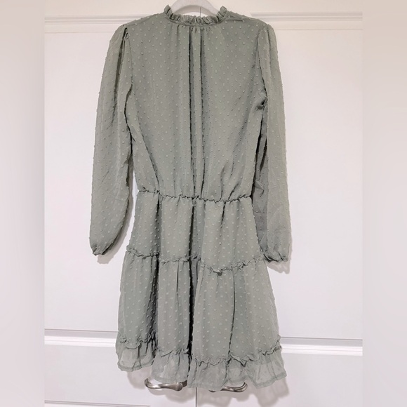 Women’s V-neck drawstring ruffle tiered mini dress NWOT - Picture 6 of 6